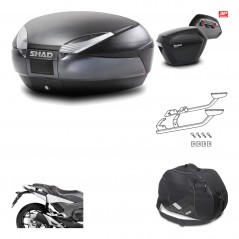 SHAD Maletas laterales + baul trasero herraje montaje bolsa interna 3p SH48 DARK GREY PREMIUM SH23 KIT-196477