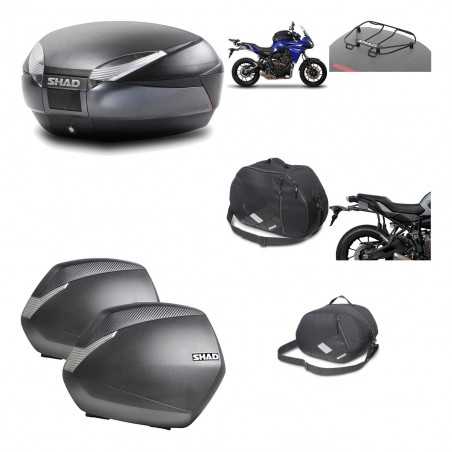 SHAD Maletas laterales + baul trasero herraje montaje accesorios 3p SH48 DARK GREY PREMIUM SH36 SH 36 KIT-196577