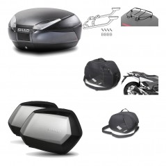 SHAD Maletas laterales + baul trasero herraje montaje accesorios 3p SH48 DARK GREY PREMIUM SC SH35 KIT-196527