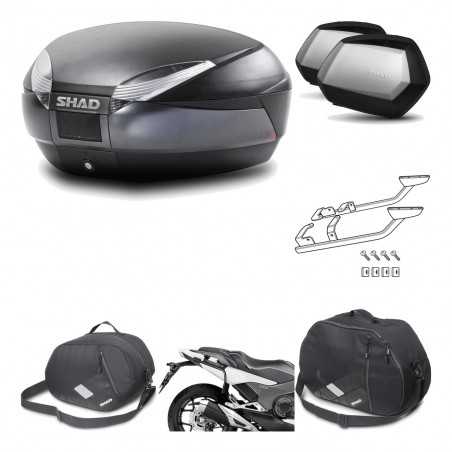 SHAD Maletas laterales + baul trasero herraje montaje accesorios 3p SH48 DARK GREY PREMIUM SC SH35 KIT-196479