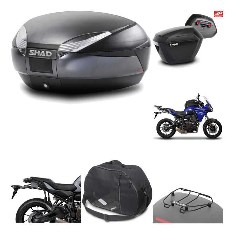 SHAD Maletas laterales + baul trasero herraje montaje accesorios 3p SH48 DARK GREY PREMIUM SH23 KIT-196579
