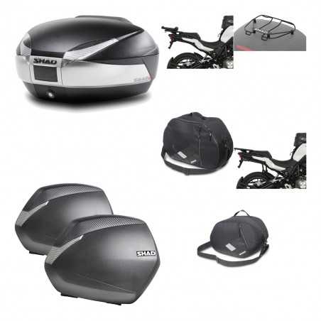 SHAD Maletas laterales + baul trasero herraje montaje accesorios 3p SH48 TITANIUM PREMIUM SH36 SH 36 KIT-196129