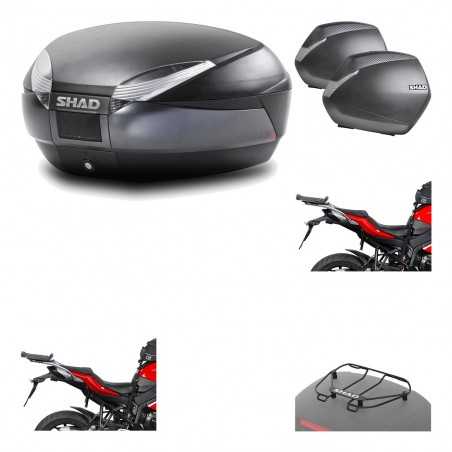 SHAD Maletas laterales + baul trasero herraje montaje parrilla portabultos superior 3p SH48 DARK GREY PREMIUM SH36 SH 36 KIT-196