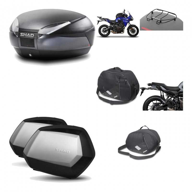 SHAD Maletas laterales + baul trasero herraje montaje accesorios 3p SH48 DARK GREY PREMIUM SC SH35 KIT-196581