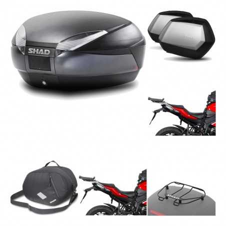 SHAD Maletas laterales + baul trasero herraje montaje accesorios 3p SH48 DARK GREY PREMIUM SC SH35 KIT-196233