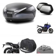 SHAD Maletas laterales + baul trasero herraje montaje accesorios 3p SH48 DARK GREY PREMIUM SC SH35 KIT-196582
