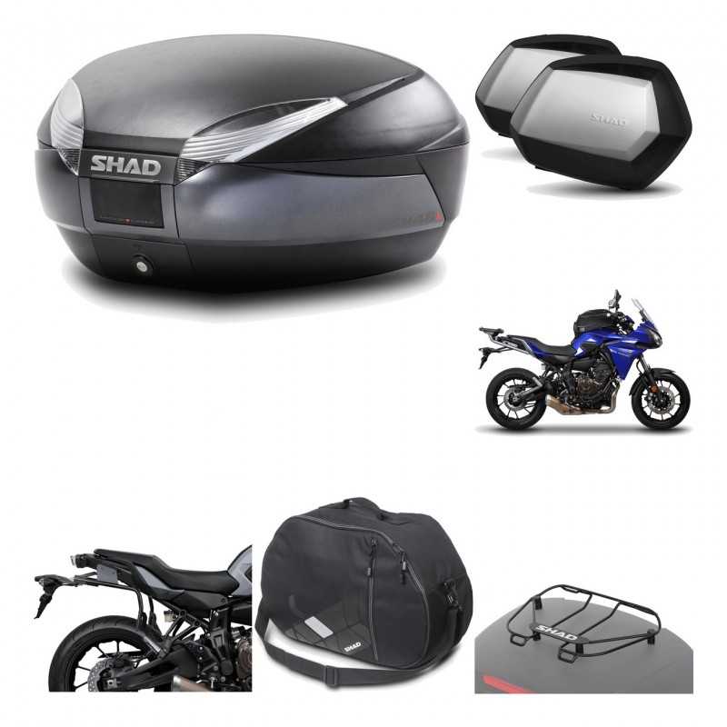 SHAD Maletas laterales + baul trasero herraje montaje accesorios 3p SH48 DARK GREY PREMIUM SC SH35 KIT-196582