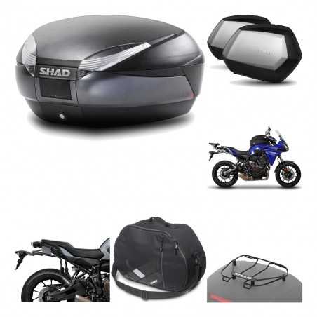 SHAD Maletas laterales + baul trasero herraje montaje accesorios 3p SH48 DARK GREY PREMIUM SC SH35 KIT-196582