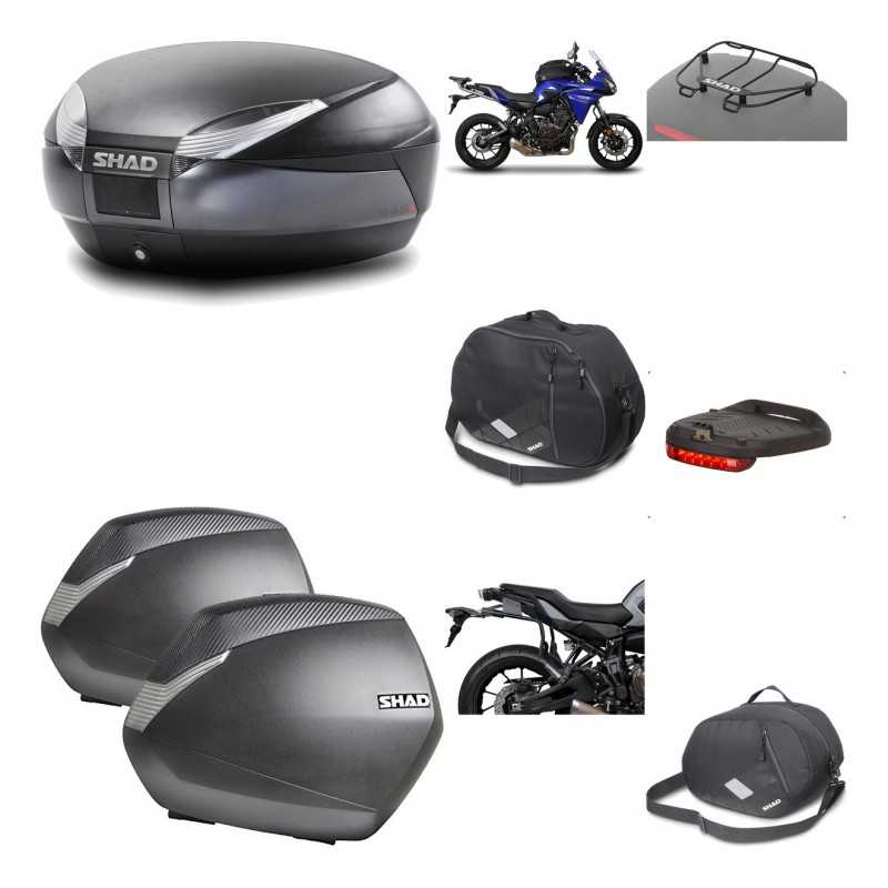 SHAD Maletas laterales + baul trasero herraje montaje accesorios 3p SH48 DARK GREY PREMIUM SH36 SH 36 KIT-196583
