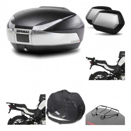 SHAD Maletas laterales + baul trasero herraje montaje accesorios 3p SH48 TITANIUM PREMIUM SC SH35 KIT-196134