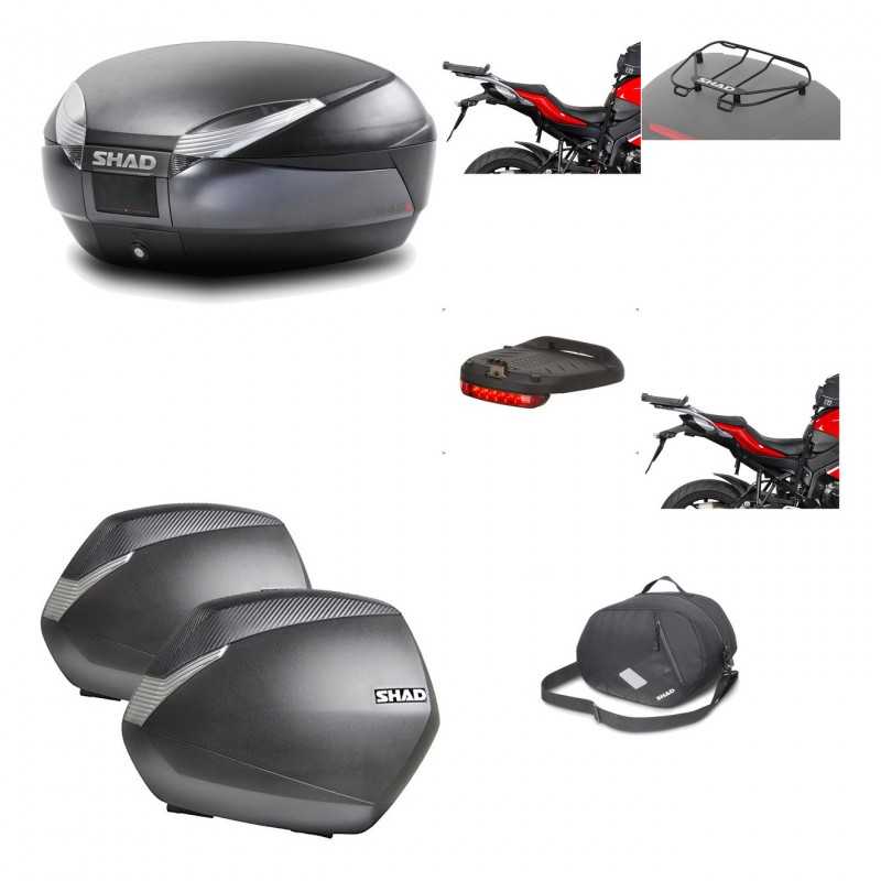 SHAD Maletas laterales + baul trasero herraje montaje accesorios 3p SH48 DARK GREY PREMIUM SH36 SH 36 KIT-196235