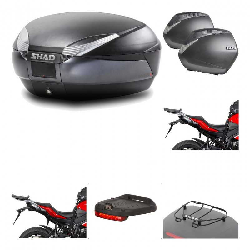 SHAD Maletas laterales + baul trasero herraje montaje accesorios 3p SH48 DARK GREY PREMIUM SH36 SH 36 KIT-196236