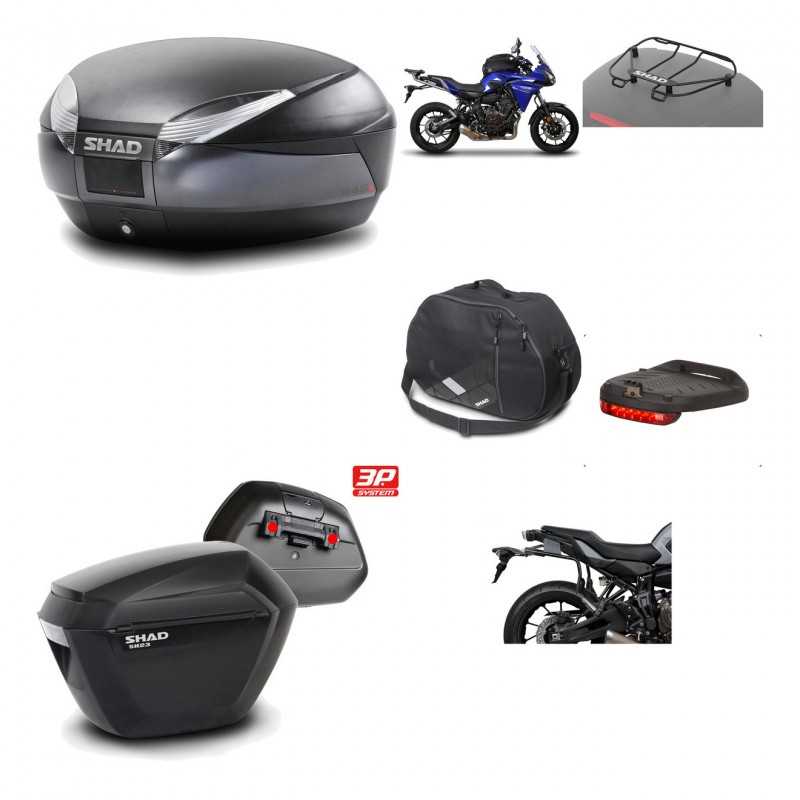 SHAD Maletas laterales + baul trasero herraje montaje accesorios 3p SH48 DARK GREY PREMIUM SH23 KIT-196585