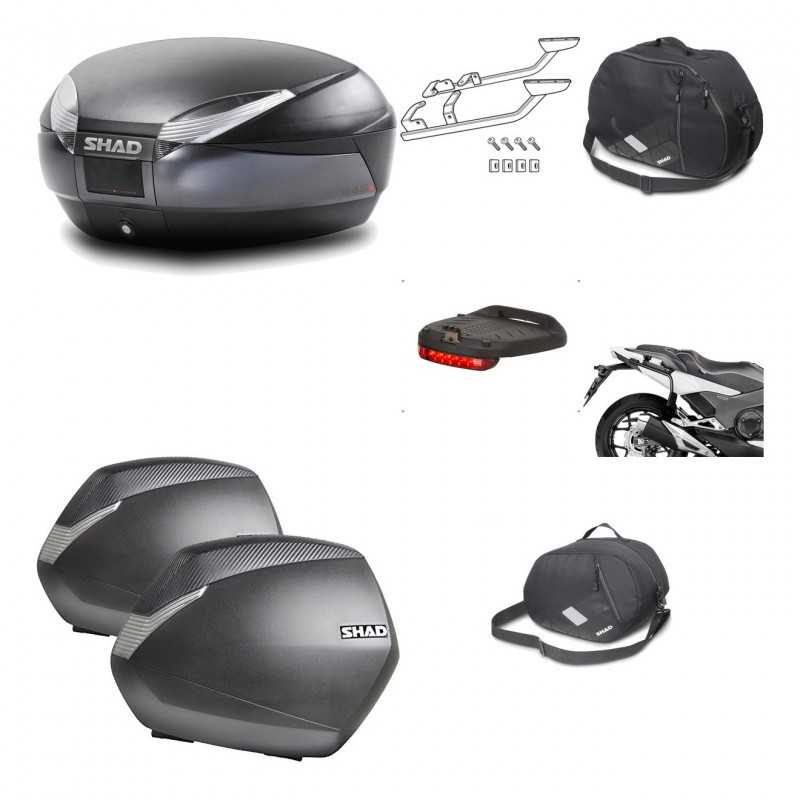 SHAD Maletas laterales + baul trasero herraje montaje accesorios 3p SH48 DARK GREY PREMIUM SH36 SH 36 KIT-196487