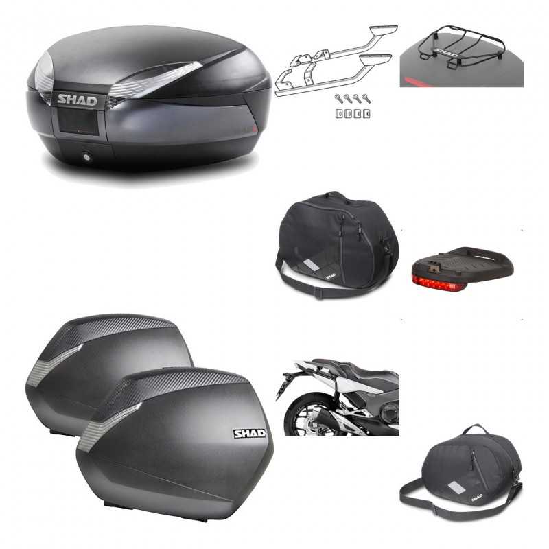 SHAD Maletas laterales + baul trasero herraje montaje accesorios 3p SH48 DARK GREY PREMIUM SH36 SH 36 KIT-196535
