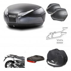 SHAD Maletas laterales + baul trasero herraje montaje accesorios 3p SH48 DARK GREY PREMIUM SH36 SH 36 KIT-196488