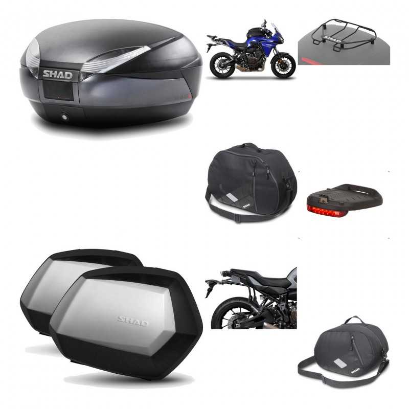 SHAD Maletas laterales + baul trasero herraje montaje accesorios 3p SH48 DARK GREY PREMIUM SC SH35 KIT-196587