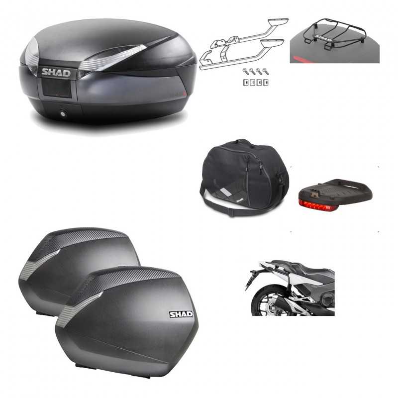 SHAD Maletas laterales + baul trasero herraje montaje accesorios 3p SH48 DARK GREY PREMIUM SH36 SH 36 KIT-196536