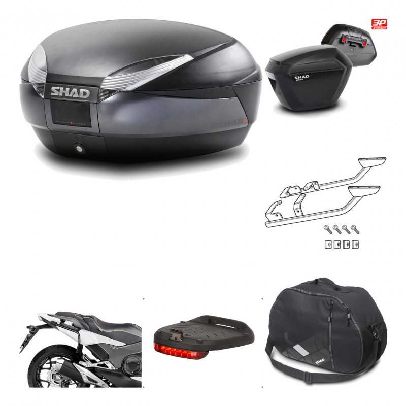 SHAD Maletas laterales + baul trasero herraje montaje accesorios 3p SH48 DARK GREY PREMIUM SH23 KIT-196489