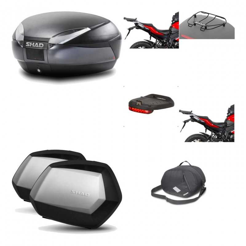 SHAD Maletas laterales + baul trasero herraje montaje accesorios 3p SH48 DARK GREY PREMIUM SC SH35 KIT-196239