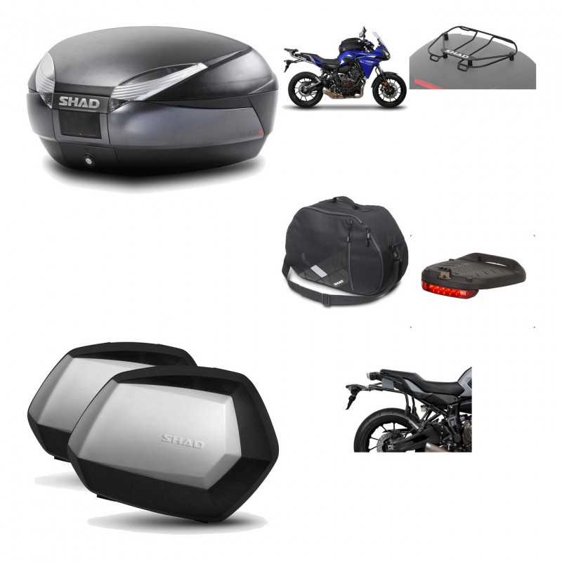 SHAD Maletas laterales + baul trasero herraje montaje accesorios 3p SH48 DARK GREY PREMIUM SC SH35 KIT-196588