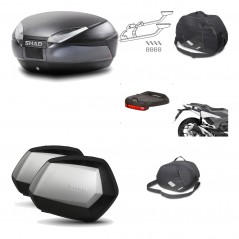SHAD Maletas laterales + baul trasero herraje montaje accesorios 3p SH48 DARK GREY PREMIUM SC SH35 KIT-196491