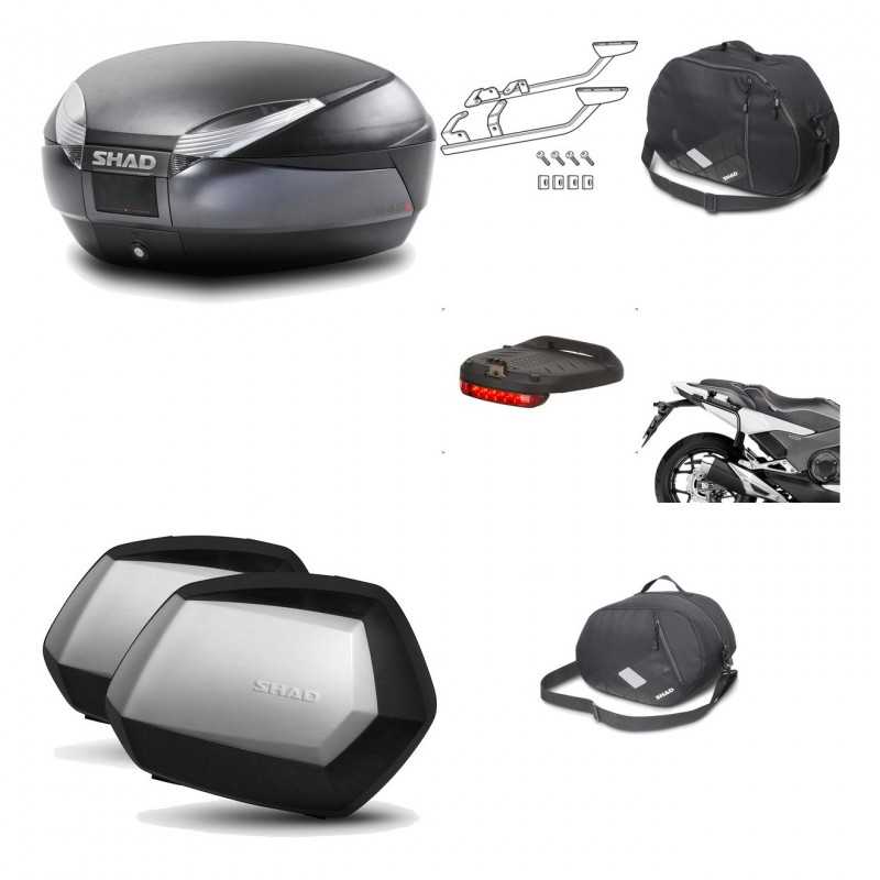 SHAD Maletas laterales + baul trasero herraje montaje accesorios 3p SH48 DARK GREY PREMIUM SC SH35 KIT-196491