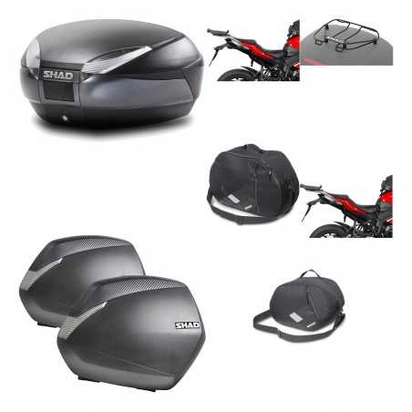 SHAD Maletas laterales + baul trasero herraje montaje accesorios 3p SH48 DARK GREY PREMIUM SH36 SH 36 KIT-196241