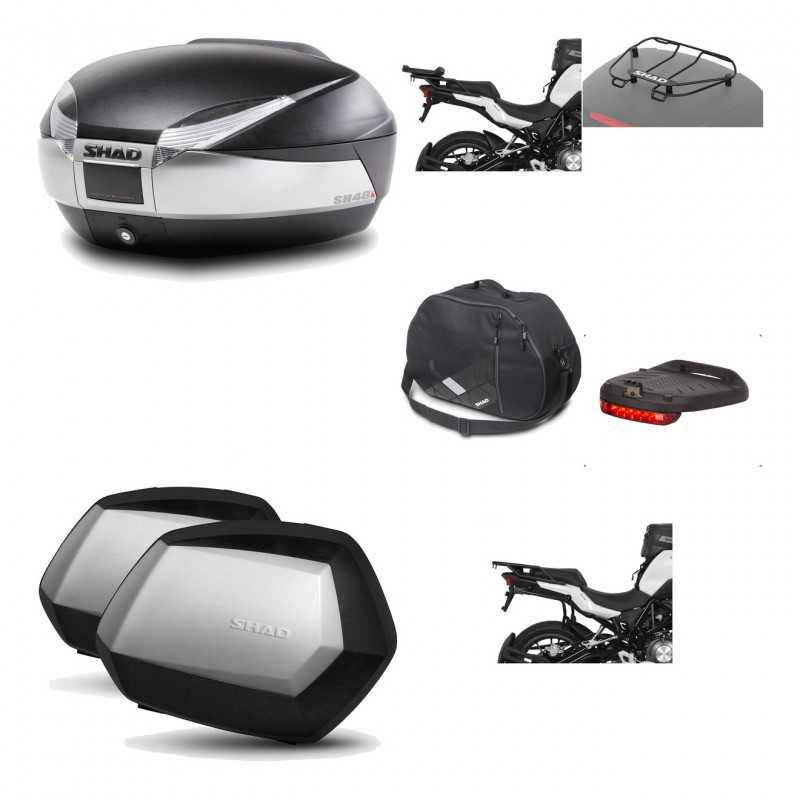 SHAD Maletas laterales + baul trasero herraje montaje accesorios 3p SH48 TITANIUM PREMIUM SC SH35 KIT-196140