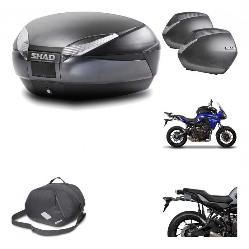 SHAD Maletas laterales + baul trasero herraje montaje 3p bolsa interna SH48 DARK GREY PREMIUM SH36 SH 36 KIT-196541