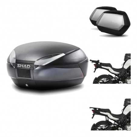 SHAD Maletas laterales + baul trasero herraje montaje 3p SH48 DARK GREY PREMIUM SC SH35 KIT-196594