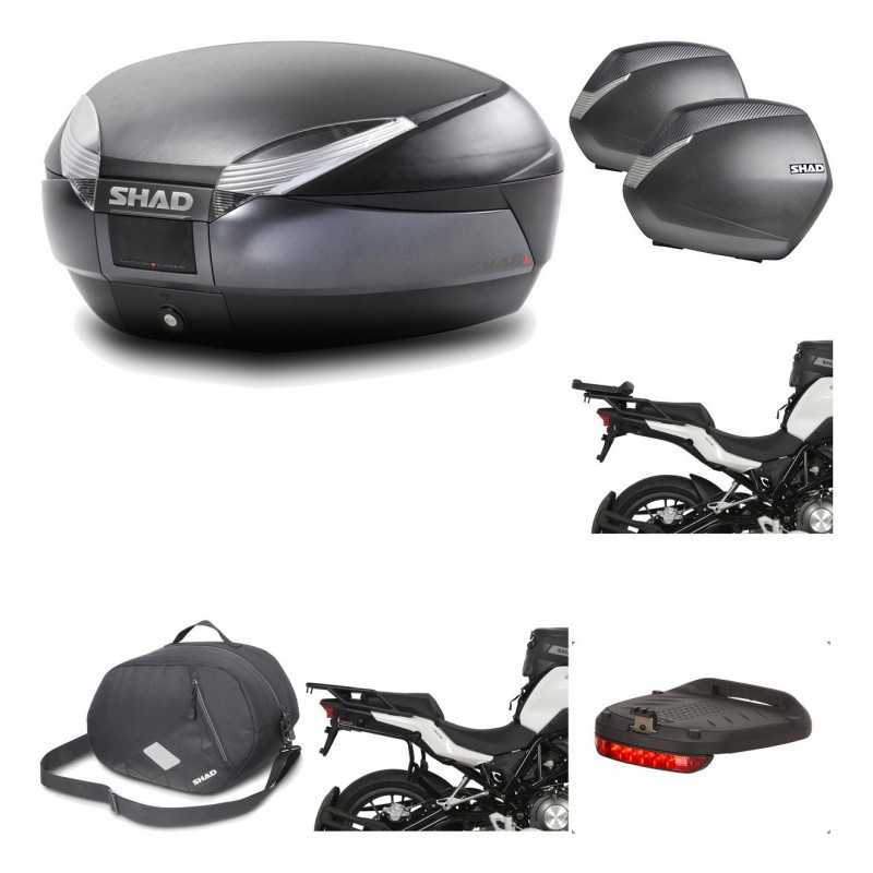 SHAD Maletas laterales + baul trasero herraje montaje accesorios 3p SH48 DARK GREY PREMIUM SH36 SH 36 KIT-196595
