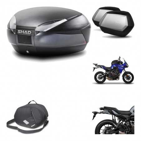 SHAD Maletas laterales + baul trasero herraje montaje 3p bolsa interna SH48 DARK GREY PREMIUM SC SH35 KIT-196545