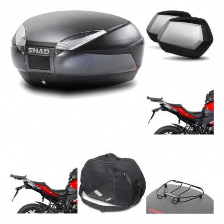 SHAD Maletas laterales + baul trasero herraje montaje accesorios 3p SH48 DARK GREY PREMIUM SC SH35 KIT-196246