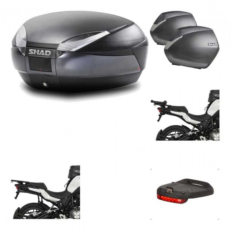 SHAD Maletas laterales + baul trasero herraje montaje luz de freno 3p SH48 DARK GREY PREMIUM SH36 SH 36 KIT-196596