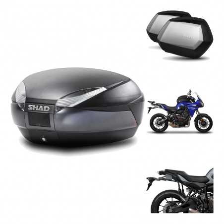 SHAD Maletas laterales + baul trasero herraje montaje 3p SH48 DARK GREY PREMIUM SC SH35 KIT-196546