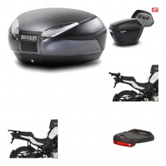 SHAD Maletas laterales + baul trasero herraje montaje luz de freno 3p SH48 DARK GREY PREMIUM SH23 KIT-196597