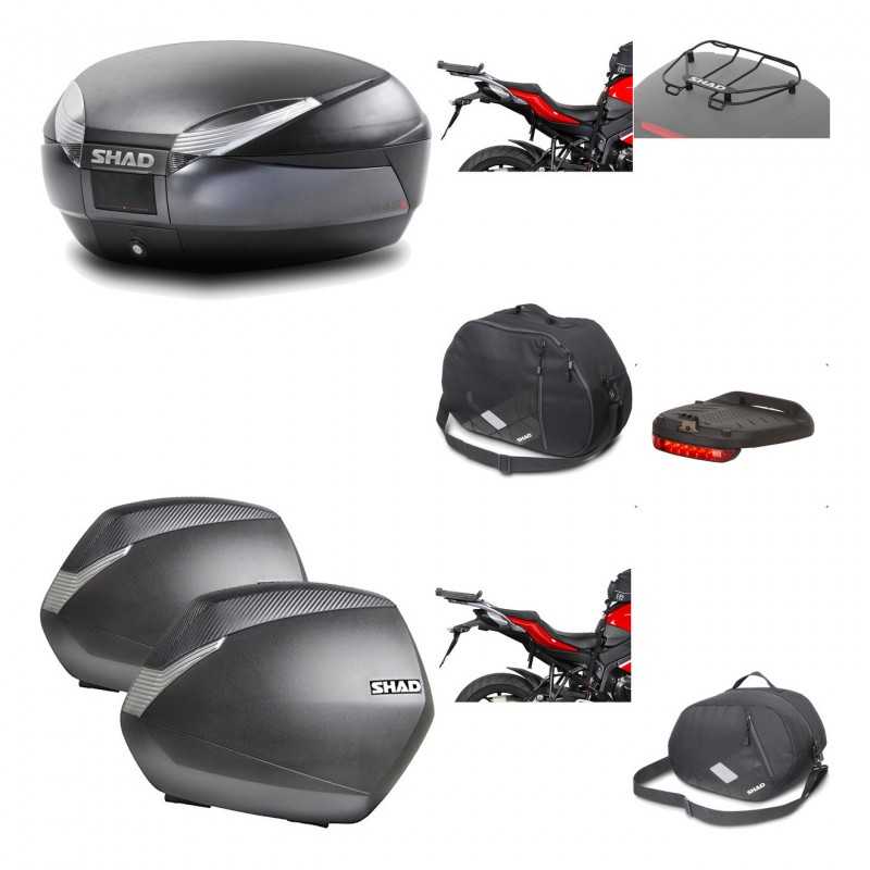 SHAD Maletas laterales + baul trasero herraje montaje accesorios 3p SH48 DARK GREY PREMIUM SH36 SH 36 KIT-196247