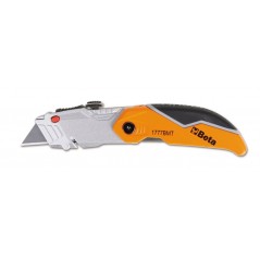 BETA Navaja de bolsillo con hoja tipo cutter ajustable trapecial corta cuerda 2 hojas 34747
