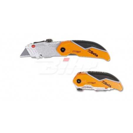 BETA Navaja de bolsillo con hoja tipo cutter ajustable trapecial corta cuerda 2 hojas 34747