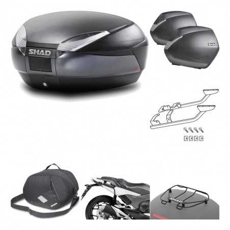 SHAD Maletas laterales + baul trasero herraje montaje accesorios 3p SH48 DARK GREY PREMIUM SH36 SH 36 KIT-196499
