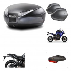 SHAD Maletas laterales + baul trasero herraje montaje luz de freno 3p SH48 DARK GREY PREMIUM SH36 SH 36 KIT-196548