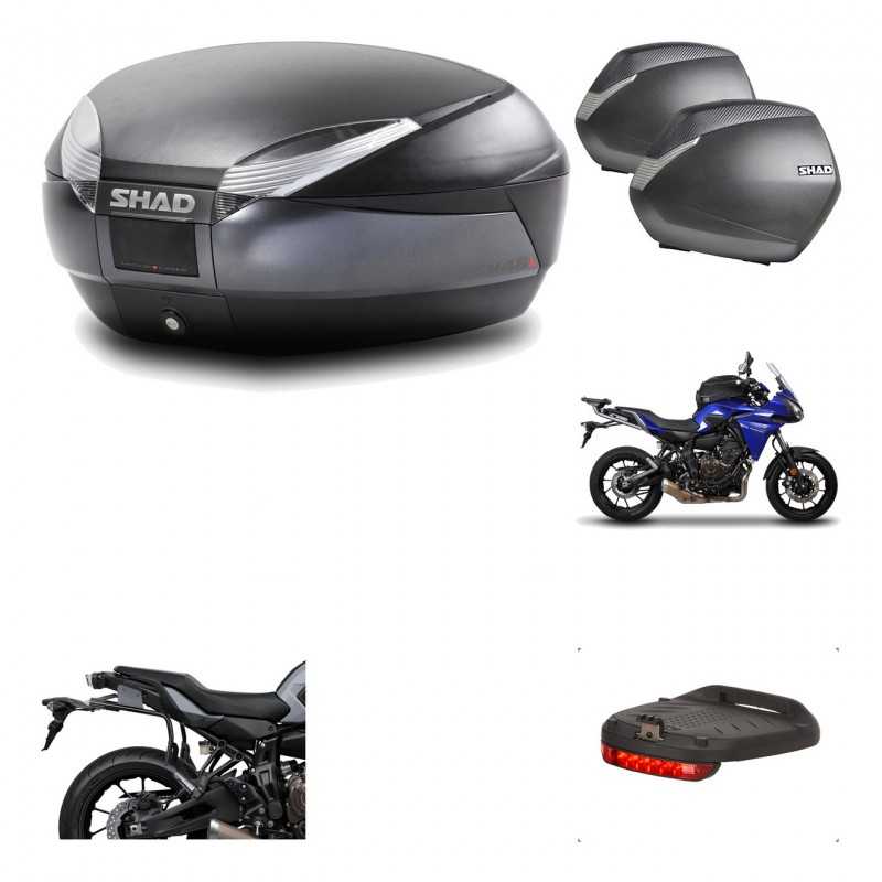SHAD Maletas laterales + baul trasero herraje montaje luz de freno 3p SH48 DARK GREY PREMIUM SH36 SH 36 KIT-196548