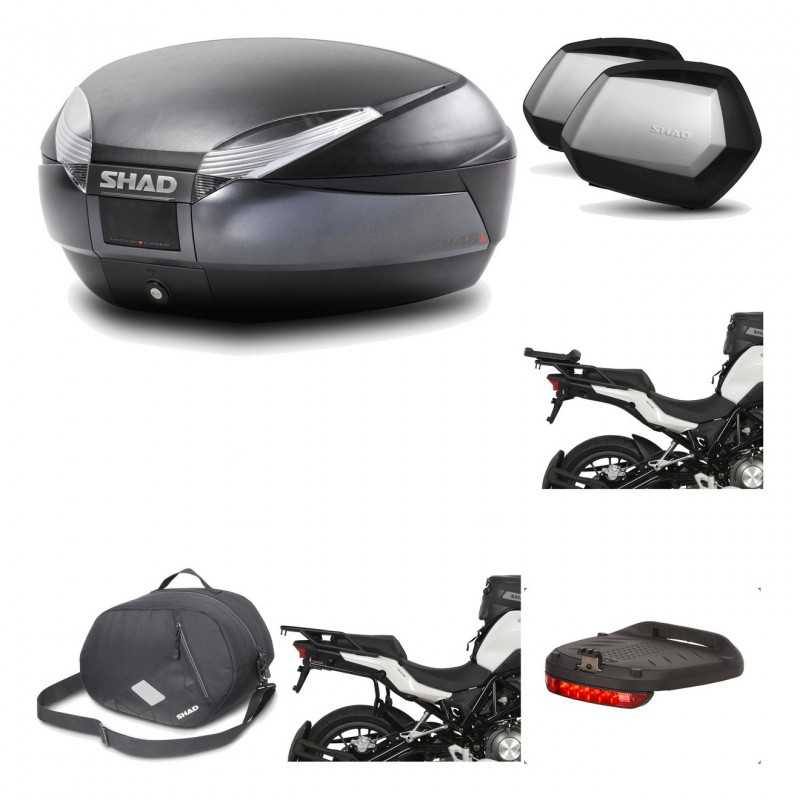 SHAD Maletas laterales + baul trasero herraje montaje accesorios 3p SH48 DARK GREY PREMIUM SC SH35 KIT-196599
