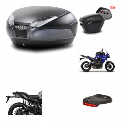 SHAD Maletas laterales + baul trasero herraje montaje luz de freno 3p SH48 DARK GREY PREMIUM SH23 KIT-196549