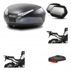 SHAD Maletas laterales + baul trasero herraje montaje luz de freno 3p SH48 DARK GREY PREMIUM SC SH35 KIT-196600