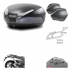 SHAD Maletas laterales + baul trasero herraje montaje parrilla portabultos superior 3p SH48 DARK GREY PREMIUM SH36 SH 36 KIT-196