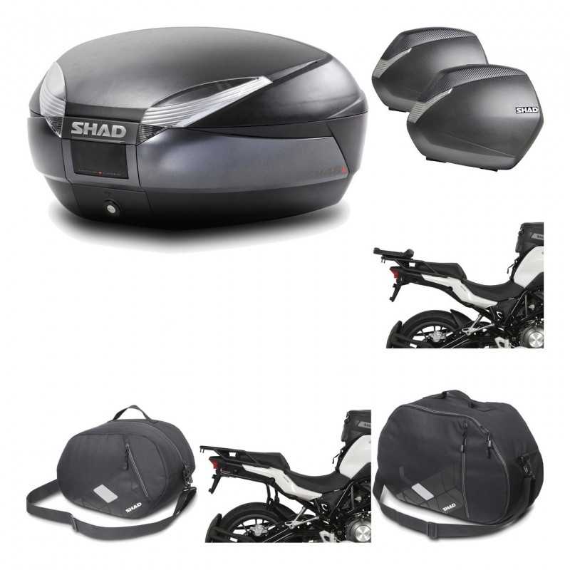 SHAD Maletas laterales + baul trasero herraje montaje accesorios 3p SH48 DARK GREY PREMIUM SH36 SH 36 KIT-196601