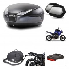 SHAD Maletas laterales + baul trasero herraje montaje accesorios 3p SH48 DARK GREY PREMIUM SC SH35 KIT-196551