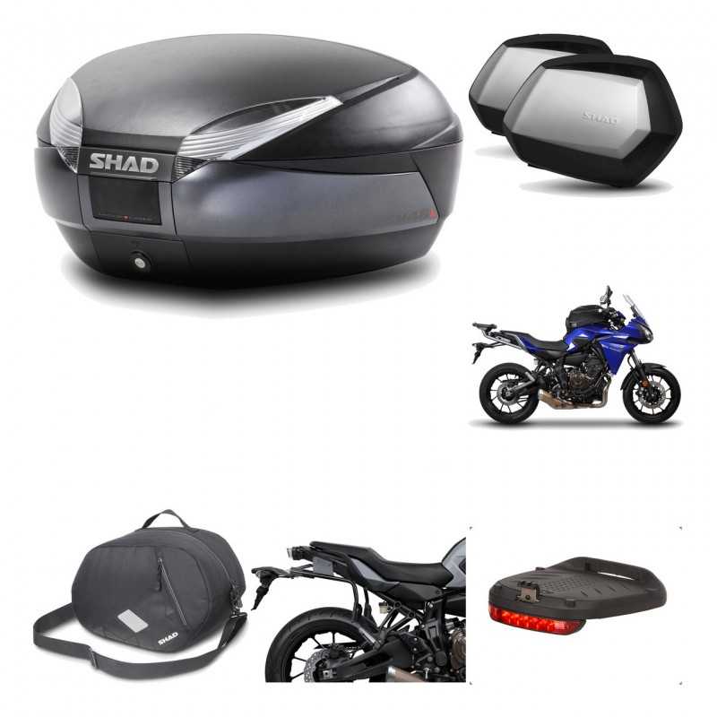 SHAD Maletas laterales + baul trasero herraje montaje accesorios 3p SH48 DARK GREY PREMIUM SC SH35 KIT-196551